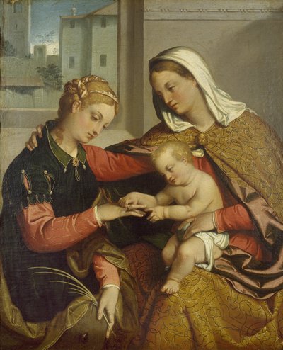 Die mystische Hochzeit der Heiligen Katharina, 16. Jahrhundert von Giovanni Battista Moroni